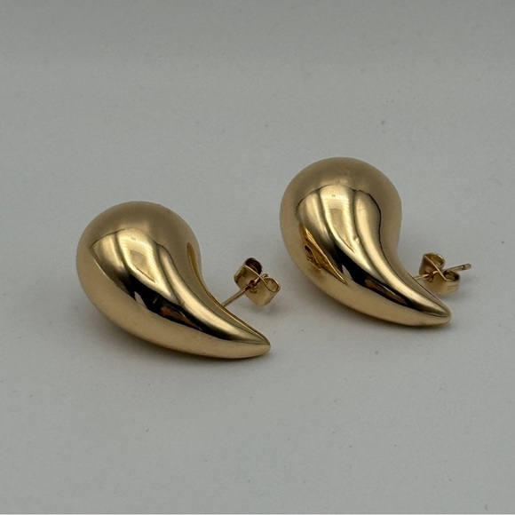 Isabella M. 14K Gold Plated Sculptural Teardrop Earrings 1.25” - Picture 2 of 4